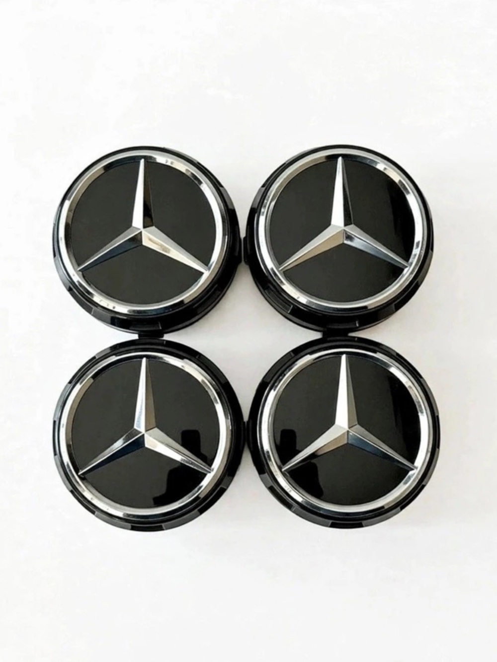 4PC 75mm Wheel Center Hub Caps Cover Raised Emblem For Mercedes-Benz AMG Black
